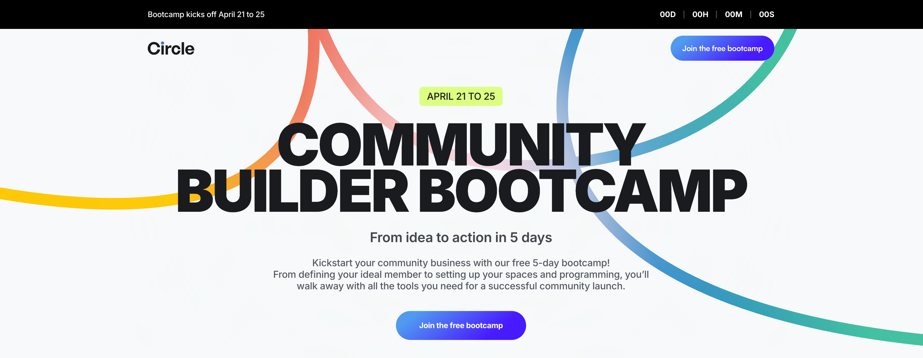 Screenshot of Circle promoting their follow-up event to the Creator Path Summit, called the Community Builder Bootcamp.